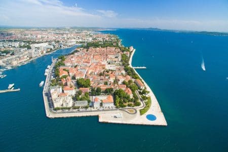 Aerial view of the city of Zadar in Croati