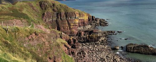 Amazing sandstone cliff formation along the Pembrokeshire Coast Path