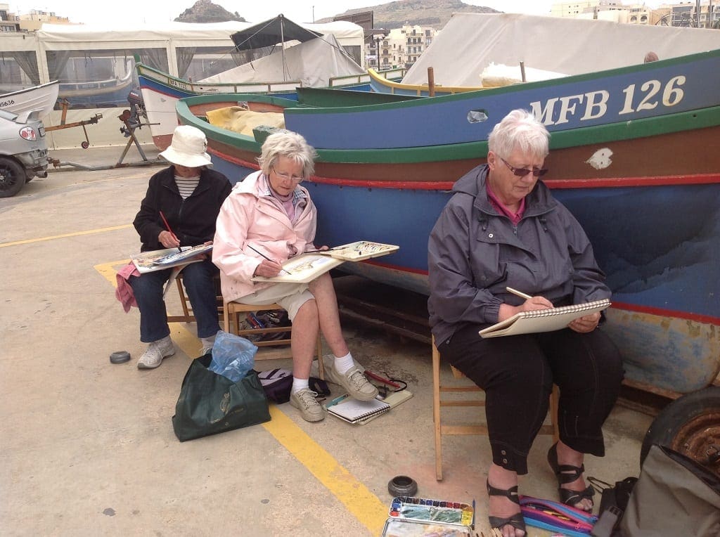 AA Painting at St Malo Sheltering from the wind