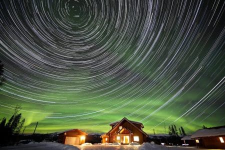 Yukon Aurora Glass Chalets in Winter