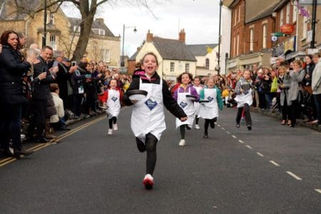 Olney Pancake Race 2025, Bucks, UK