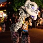 Lion dances on the full moon