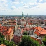 An aerial view of Poznan Old Town