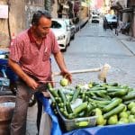 A cucumber vendor in Balat