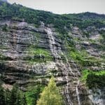 One of the many waterfalls in the Jungfrau Swiss Alps