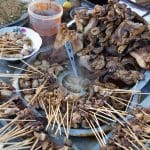 Pork sticks street food in Mandalay Myanmar