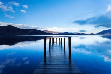 Ashness Jetty on Derwentwater, one of the principal lakes of the Lake District National Park, Cumbria