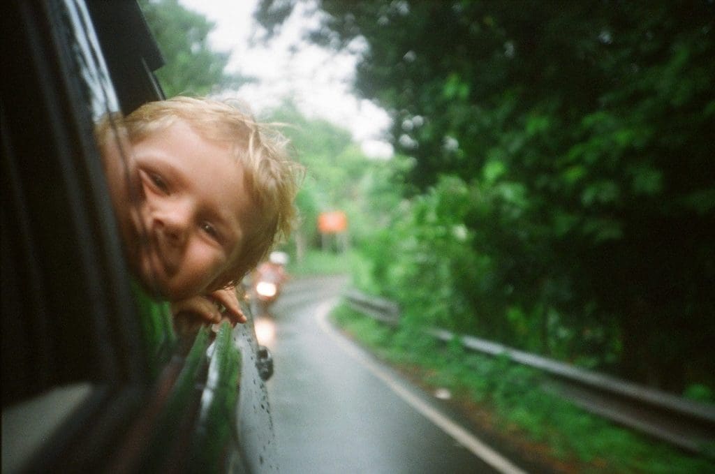 kids on a road trip