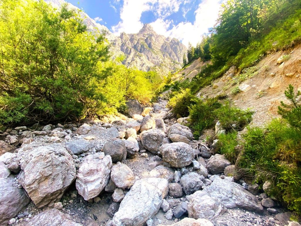 Boulders dragged down the mountain by rainfall