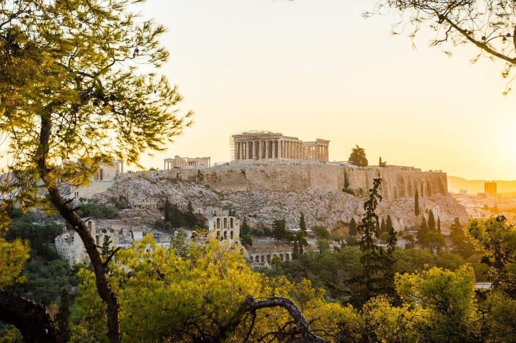 View on the cliffs and the Mediterranean Sea from the Acropolis of