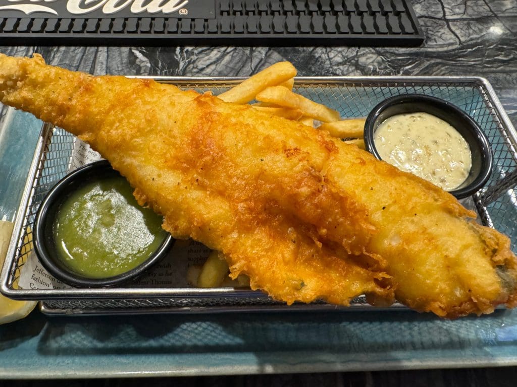 Great fish and chips at the Hilton London Gatwick Airport