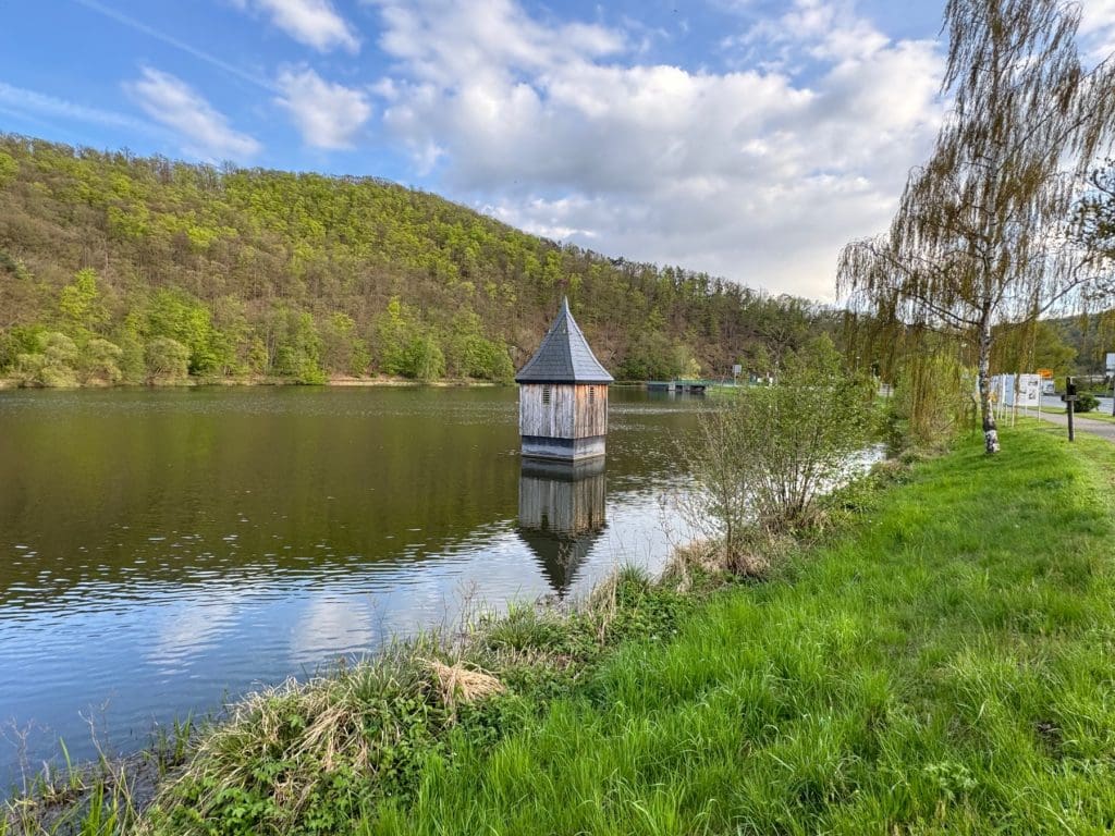 The church steeple is a reminder of the flooding of the villages for the Edersee