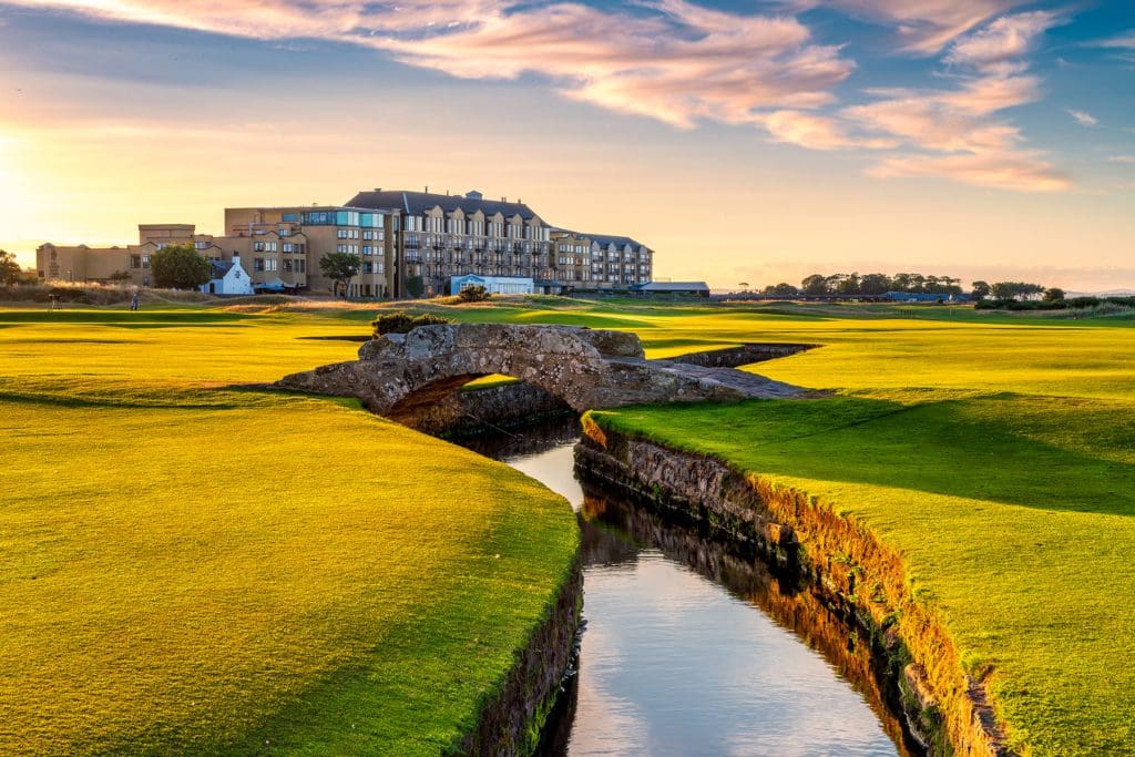 The Old Course Hotel from Swilcan Bridge St Andrews