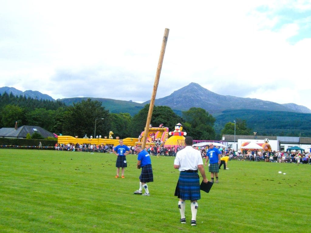 Tossing the caber at the Brodick Highland Games