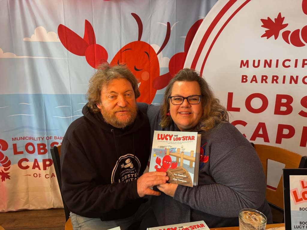 Pam Wambach with the Hairy Traveller at Lucy the LobStar book launch