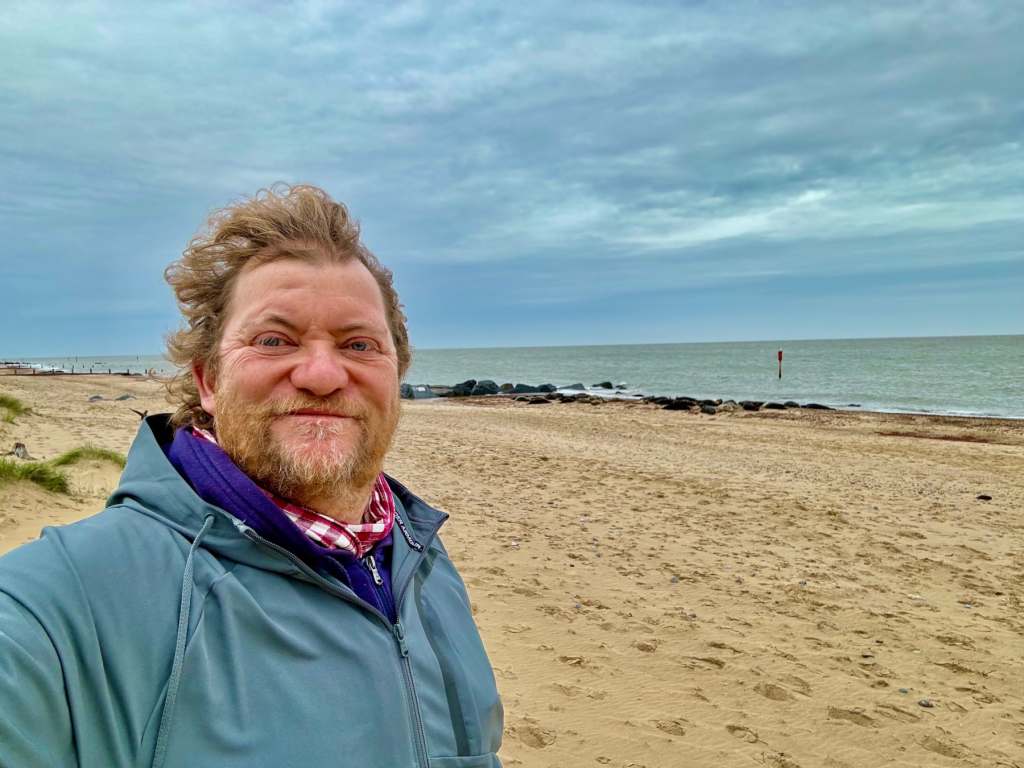 Mark and the seals on Winterton beach