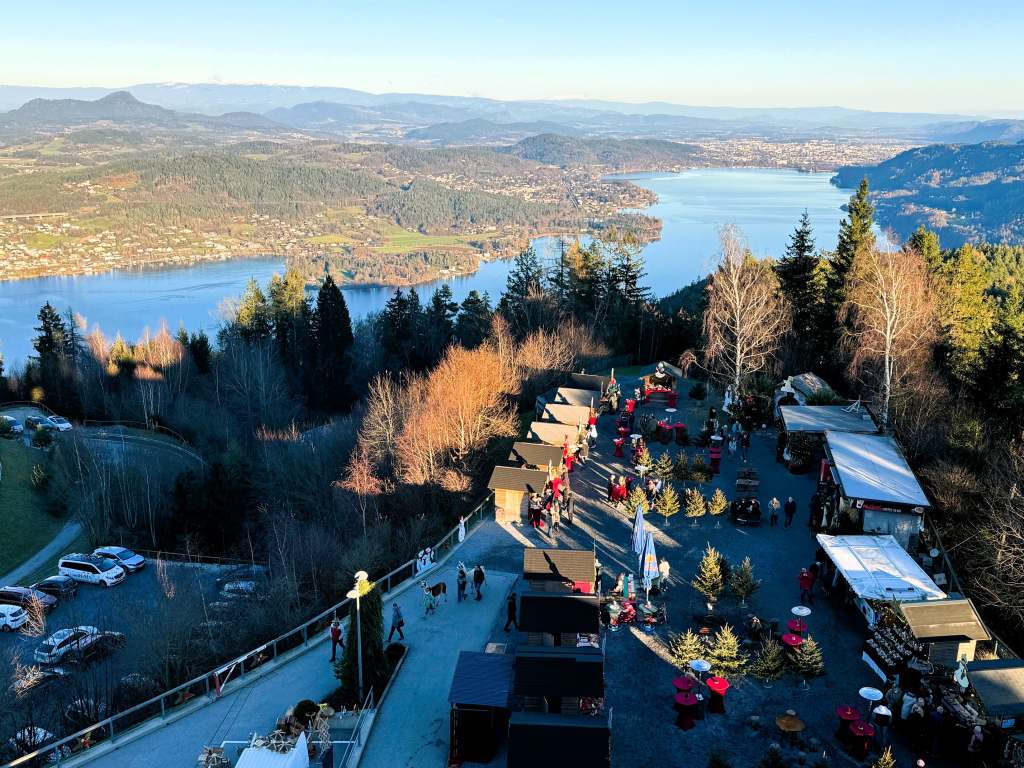 View from Pyramidenkogel across Lake Wörthersee in Carinthia Austria