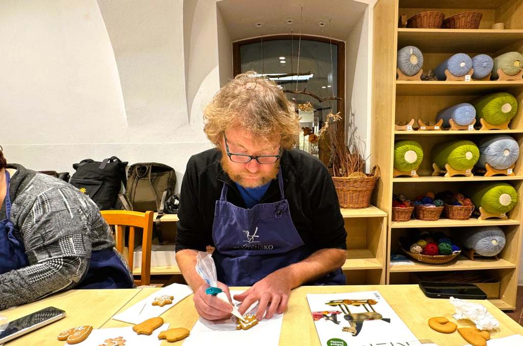 Mark learning to decorate gingerbread