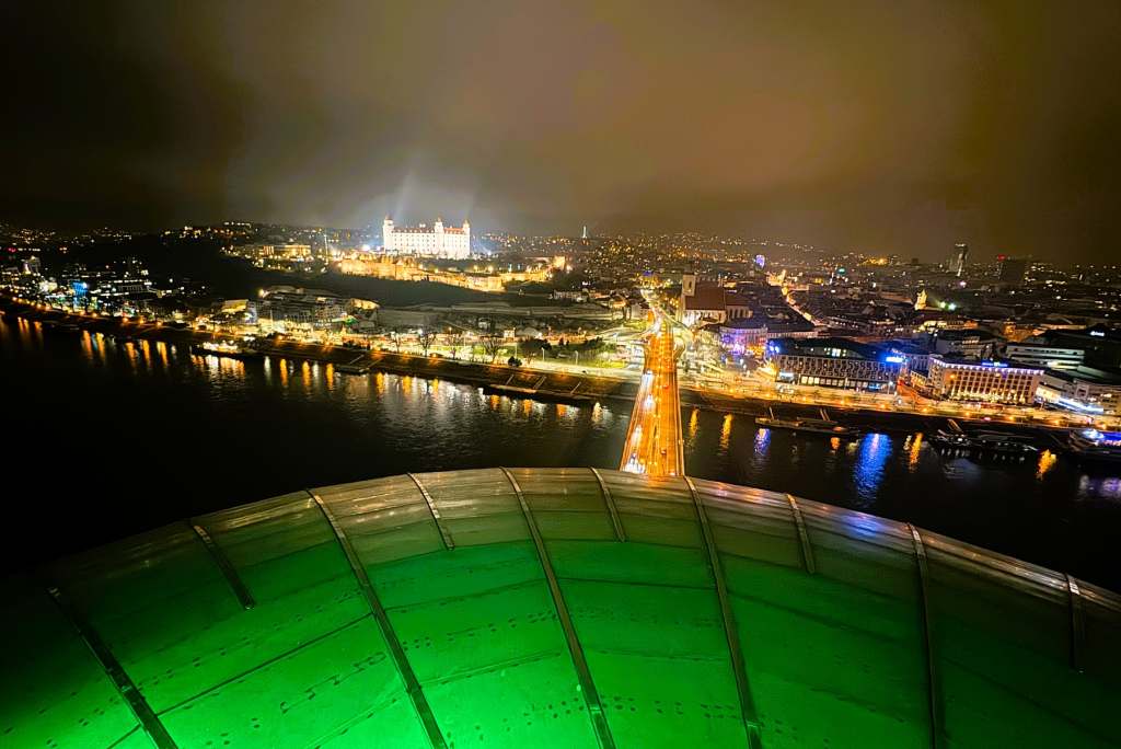 View of Bratislava from the The UFO Observation Deck