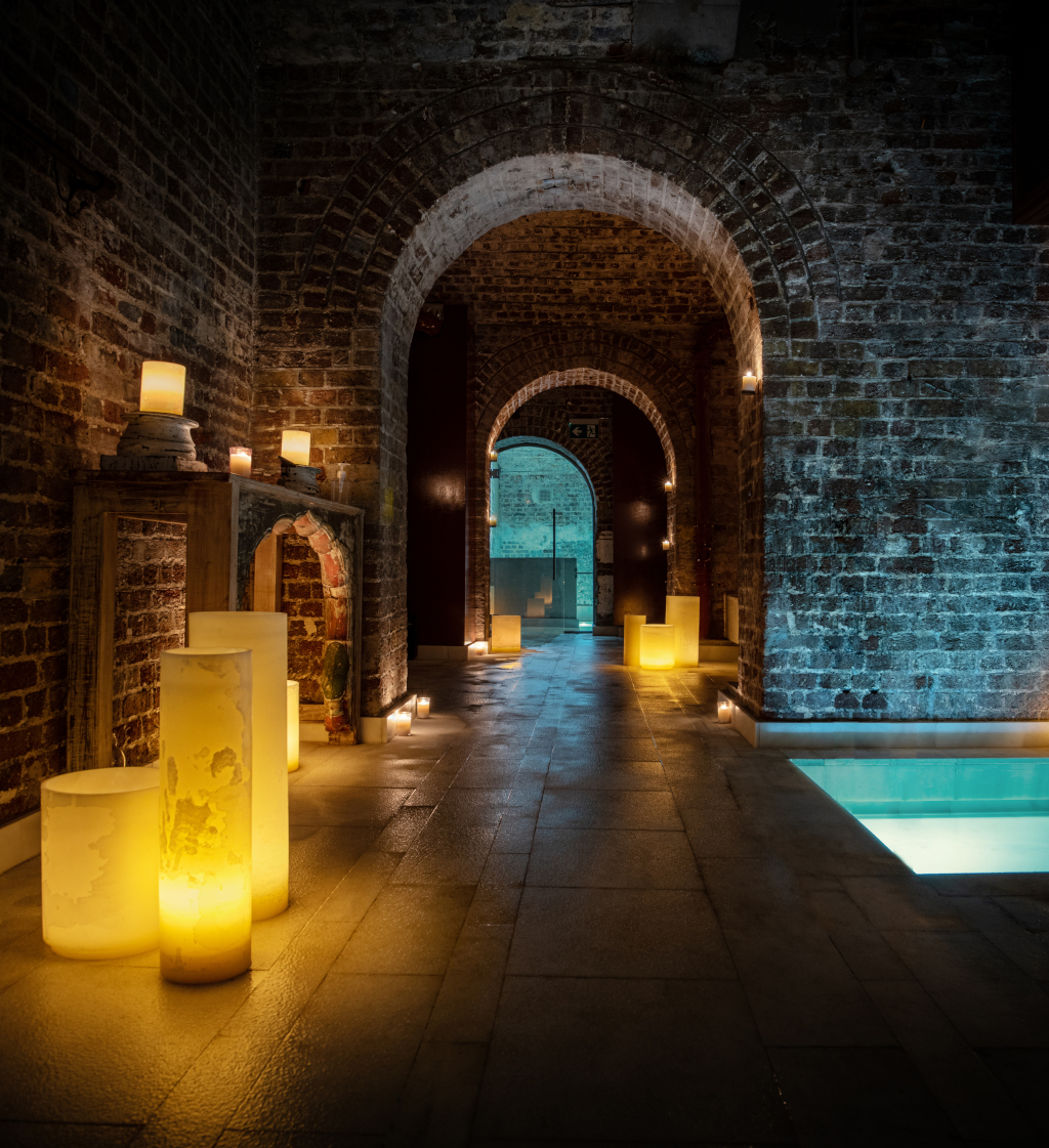 The wonderful cavernous brickwork at AIRE Ancient Baths London